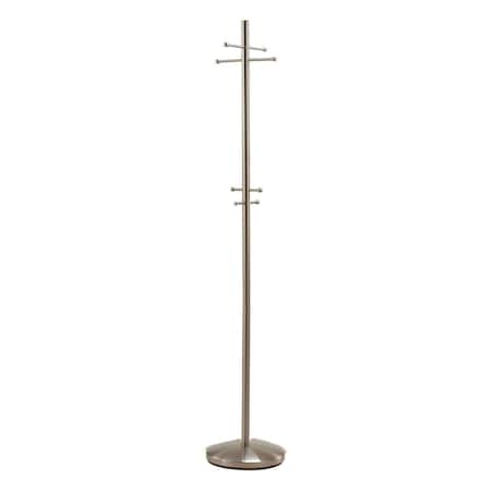 Homeroots 13 x 67 in. Brushed Steel Coat Rack 372947
